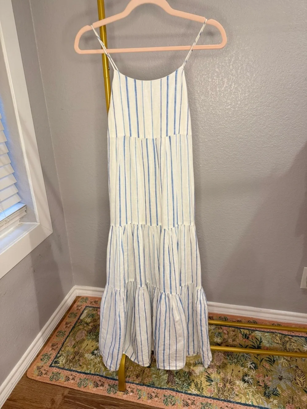 Madewell Cami Tiered Midi Dress Stripe Size 00 - Picture 2 of 6